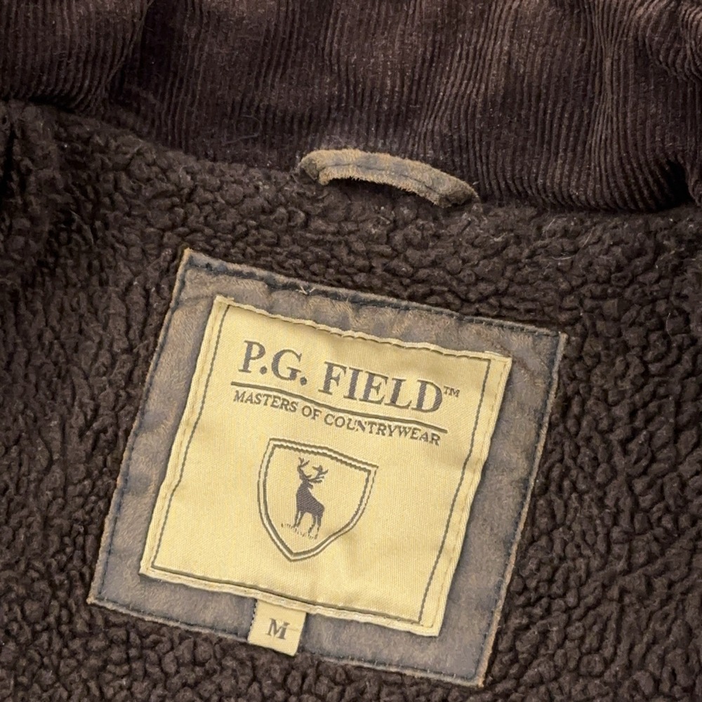 PG Fields Chore Jacket Mens M Brown Patina Full Zip Barn Coat Patches Waxed - Picture 4 of 12